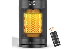 HONMICON Calefactor Bajo Consumo | 1500W Calentador Baño Electrico con Mandos a Distancia, 4 Modos, 90°Oscilación, Temporizador 12h, Radiador Ceramico PTC, Protección Multiple, Perfecto para Hogar/Oficina