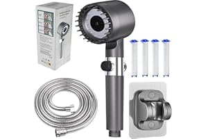 BAISHUWU Soffione Doccia ad Alta Pressione, Soffi-one Doccia, Soffione Do-ccia con Filtro a 15 Fasi, Soffio-ne Docci-a Anticalcare, 3 + 1 Tipi di Getti per Soffione Doccia ad Alta Pressione e Risparmio Idrico