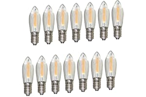 ERZGEBIRGSLICHT GLÜCK AUF Erzgebirgslicht - AUSWAHL - 14 Stück LED Filament Topkerze 34 V 0,2 W für 7 Brennstellen E10 Riffelkerze Ersatzbirne Glühbirne Glühlämpchen für Lichterketten Pyramide Schwibbogen