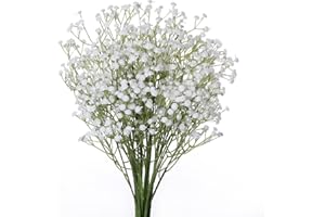huaao 7pcs Flores Artificiales Blanco Bebés Aliento Gypsophila Paniculata Plantas Falsas para Jarrones Decoración para Banquete Hogar Boda Ramo de Novia Arreglo Floral Bricolaje