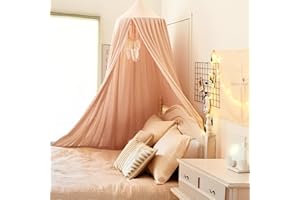 MetalNuts Large Bed Canopy for Kids – Round Dome Mosquito Net, Girls Princess Play Tent, Nursery Room Decoration for Baby, Cozy & Soft Bed Canopy for Children, Ideal for Kids’ Bed or Crib,Pink