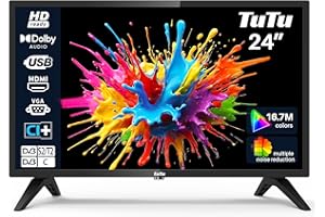 TuTu TV 24 Inch (60 cm) HD LED TV with Triple Tuner (DVB-T/T2-C-S/S2), USB Media Player, HDMI, VGA, CI/CI+, Hotel Mode (2024, 220 Volt)
