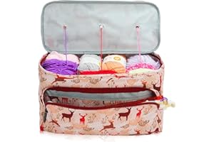 OUSUGA Knitting Bag for Yarn & Wool Storage, Portable Crochet & Sewing Tools Holder Tote Bag Yarn Organizer Knitting Needle Case