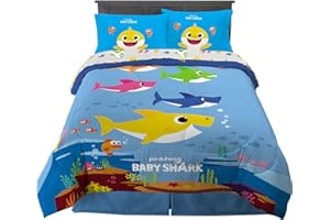 Franco Set di biancheria da letto per bambini, super morbido, con piumone e lenzuola, 5 pezzi, misura grande, Baby Shark