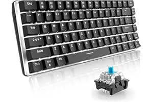 HOOPOND Tastiera da Gioco Meccanica del 60% Hot Swappable Compact 82 Tasti Wired Type-C Tastiera compatta con LED Bianco retroilluminato, Tasti Anti-Fantasia Completi, ergonomico (Interruttore Blu, Nero)