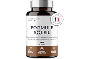 LABORATOIRES ENOVA FORMULE SOLEIL | Bronzage Rapide et Autobronzant | Carotte, Betacarotenes, Selenium, Bardane, Cuivre | Preparation et Protection de la Peau | Teint Halé | 30 jours | Complement alimentaire