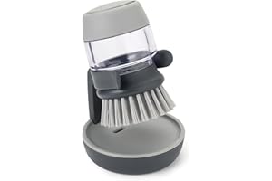 ‎JOSEPH JOSEPH Joseph Joseph Palm Scrub, Napełnialna Szczotka do Mycia Naczyń z Dozownikiem Mydła i Stojakiem, Szara