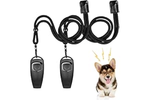 VSSHE 2 w 1 Professional Clicker, 2 Pieces Training Clicker, Gwizdek dla psa ze smyczą, Szkolenie Clicker do szkolenia zwierząt (lina)