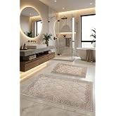 Pamukkent Yumuşacık, S&uuml;per Emici 2'li 100% Pamuk Ultra L&uuml;ks Banyo Paspası Seti, Cappuccino, 60x100 cm