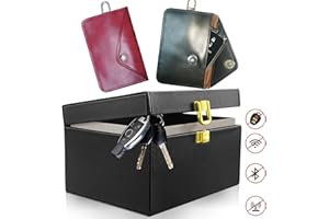 VALART Caja de Faraday Llaves de Coche y Negro & Rojo Faraday Blindaje de Señal Llaves Bolsa Faraday Llave Coche Caso Bloqueo de Señal RFID Jaulas para Prevención de Robo Autos(1 Único Bloqueo + 2 Bolsa)