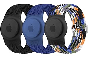 Raradev 3 Pack Airtag Bracelet for Kids Compatible with Apple AirTag Finders, Anti Lost Stretchy Adjustable Braided wristbands for Kids with Full Coverage Design