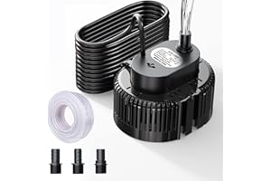 Lnicez 𝟯𝟬𝟬𝟬𝐋／𝐇 Submersible Water Pump, Powerful Portable Water Pump(75W) with 5m Drainage Hose & 7.5m Upgraded Power Cord for Swimming Pools, Fish Tank, Pond,3 Nozzles