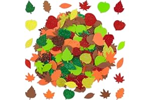 QIMMU 200 Pièces Gommettes Automne,Autocollant Feuille Automne,Stickers Automne,Autocollants d'Érable en Feutre pour Decoration Automne,Ornements Artisanaux Thanksgiving