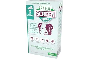 FLEA SCREEN combo Large Dog (3 Pipettes): Flea Treatment for Dogs - Kills Fleas, Flea Eggs & Ticks - Provides 12 Weeks Flea and Tick Treatment for Large Dogs (20-40kg).
