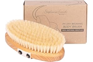 Stephanie Franck Beauty, spazzola secco per massaggio in setole naturali e legno di faggio oliato, senza plastica, esfoliante e drenante, prodotto in Germania
