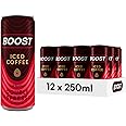 Boost Iced Coffee Double Espresso | 12 Canned Drinks with High Caffeine, Arabica and Robusta Beans and Milk | Bulk Pack | Gluten Free Espresso Multipack, 12x250ml