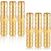 3 Messing-Schlauchverbinder Mit Schlauchschellen – Für Wasser, Luft, Öl, 6 Mm, Mit Edelstahl-Klemmen, Schnell Montiert