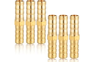 Slangkoppling, 8 mm (5/16 tum), i mässing, 6 stycken, slanganslutning, rak hullingförsedd koppling, gängkoppling