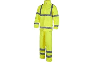 Work Team Conjunto de Alta Visibilidad de pantalón y Chaqueta Impermeables. EN471. EN343. Hombre