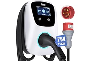 Tera Wallbox EV Ładowarka CE: Typ 2 11KW W Elektryczna stacja ładująca z kablem ładowania 7M 16A 380V do EV Samochodu Elektrycznego i Hybrid APP WiFi Bluetooth, W01-APP-W-EVCHARGER