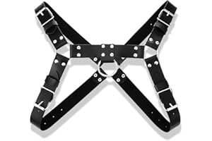 BBTO Correa de Pecho de Hombre Punk Cinturón de Pecho Ajustable Masculino con Anillo de Hebilla para Halloween, Negro