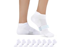 FALARY Chaussettes de sport pour hommes et femmes 8 paires Chaussettes de course Chaussettes en coton respirantes Chaussettes courtes Chaussettes de cheville Demi-chaussettes Taille 35-50 Noir Blanc