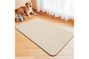 DOLIC Dog Bowl Mat Dog Food Large Cat Mats for Food Water Bowls Feeding Mats Non Slip Waterproof Cat Mat No Stains Quick Dry Eating Mat (Beige, 30 x 50 cm)