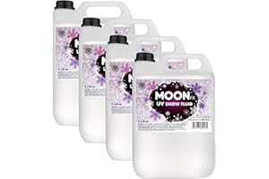 MoonFX Professional UV Snow Fluid 20L (4 x 5 Litres) - Pro Snow Fluid that produces fluffy white foam based snow flakes that glow under UV lighting/blacklights