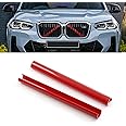 Xotic Tech Front Grille Insert Trims Stripes, Front Center Kidney Grilles Trim Compatible with BMW X3 X4 X5 F25 G01 G02 G05 (Red)