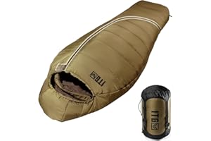 1TG Tactical Sacco a Pelo Mummia Adulti, Sacco a Pelo compatto 4 Stagioni per Trekking, Camping e e Basse Temperature -4°C, Adulti ≤185 cm