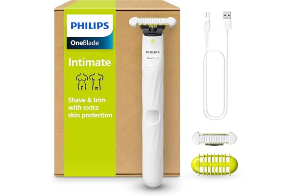 PHILIPS Oneblade Intimate - Conçu pour l'Entretien, la Coupe et le Rasage des Poils Pubiens, avec une Protection Renforcée de la Peau, Modèle QP1924/30
