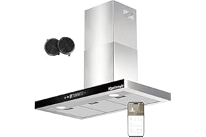 Karienvir 90CM Cooker Hood Wall Mount Chimney Hood, 700 m³/h Kitchen Extractor Hood, Touch and WIFI APPControl, Ducting & Recirculating Cooker Hood with 4 Speed, LED Lights