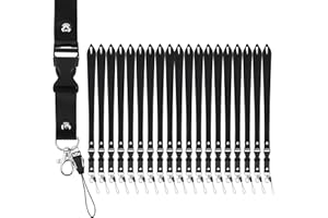Segus Cuelga Llaves Cuello, 20 Piezas Lanyards con Cierre de Langosta Giratorio, Colgante Llaves Cuello, para Profesores, Enfermeras y Estudiantes, Lanyard Negro