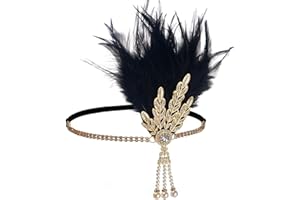 MESU Vintage Flapper Headband for Women Great Gatsby Leaf Tiara Headpiece 1920's Fancy Hair Accessory Gold Black