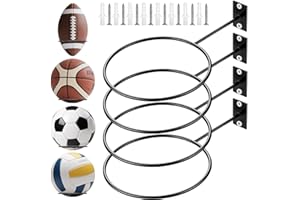 KGGZKG Soporte de pared para pelotas de metal, soporte para pelotas de baloncesto, soporte de pared con tornillos, para baloncesto, voleibol, fútbol, rugby