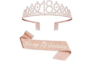 ANICY Deko 18. Geburtstag Mädchen Krone - Krone Geburtstag Schärpe Geschenke zum 18 Geburtstag Mädchen für Birthday Girl Party Dekorationen