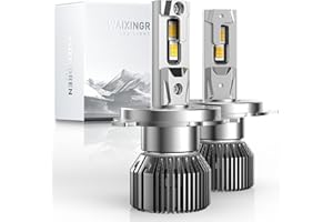 WAIXINGREN H4 LED Headlight Bulbs 120W 32000LM Super Bright 6500K White with Fan, H4 Headlight Bulbs with Upgraded Intelligent Driver, IP65 Waterproof, Plug and Play, Pack of 2 (H4/9003/HB2)