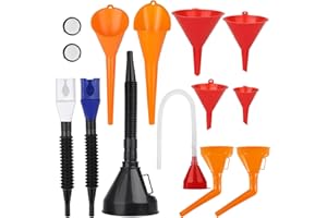 AEVORANT 12-Teiliges Auto Trichter Set, Großöffnender öltrichter Mit Trichter Mit Schlauch Und Filter, Biertrichter, Kunststofftrichter Mit Langem Hals, Zur Befüllung Von Kühlmittel/Benzin/Wasser/öl
