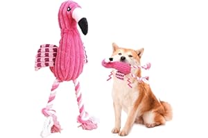 MTBRICEY Juguetes Chirriantes para Perros Pequeños Medianos,Juguetes de Felpa con Forma de Flamenco,Juguetes Interactivos Suaves del Rompecabezas del Perro para el Perrito,Juguete con Sonido para Masticar