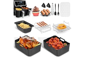 Vusddy 12-teiliges Dual Zone Heißluftfritteusen Zubehör für Ninja Foodi Max AF300EU/AF400EU/AF500EU, Doppelkammer Airfryer XL Accessories Set für Innsky, Princess, Tiastar, Devology, Emerio 7,6-10,4L