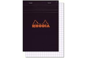 RHODIA 142009C - Bloc-Notes Agrafé N°14 Black - Petits Carreaux - 11 x 17 cm - 80 Feuillets Détachables - Papier Clairefontaine Blanc 80 g/m² - Couverture en Carte Enduite Souple et Résistante