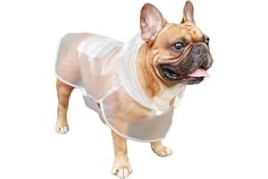 iChoue Dog Raincoat Packable Waterproof Adjustable with Reflective Straps Lightweight Rain Jacket Poncho for Medium French Bulldog Pug (Clear, M)
