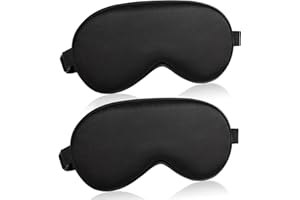 EURHINE Sleep Mask for Women and Men Eye Mask for Sleeping Adjustable Elastic Strap Blackout Silk Sleep Eye Masks Soft Comfortable Eye Covers Blindfolds Black 2 Pcs