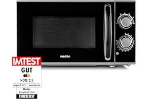MEDION Mikrowelle, ca. 700 Watt Leistung, ca. 17 Liter Kapazität, 6 Stufen, Auftaufunktion, MD 15644, schwarz/silber