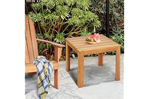 GOPLUS Table de Jardin en Bois, Table Pliante Exterieur avec Finition Huile, Plateau Charge 75KG à Latte, Fixation Robuste, Idéal pour Patio Balcon Terrasse Piscine, Naturel (Carrée,45x45x41CM)