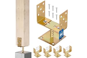 KOTARBAU® 4 x Support De Poteau Carré Avec Pied | Pied Poteau 0-160 Mm En U | Support Poteau Bois En Acier Galvanisé | Support Poteau À Enfoncer | Largeur Réglable