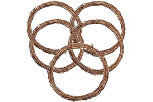 ANJING 5 Pcs Grapevine Rattan Wreath Hanging Wedding Christmas Party Twiggy Garland Home Decoration(25cm)