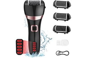Wolady - Lima elettrica per la rimozione dei calli e dei piedi, impermeabile, ricaricabile, con 3 rulli e 2 velocità, kit per pedicure per pelle morta, calli e talloni screpolati, colore nero