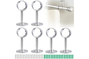Gloryit 6 Piezas Set de Soportes Ajustables de Techo, Soporte Barra Armario Soporte del para Soporte de Barra de Cortina en Techo o Pared, Instalar Barra de Cortina Interior