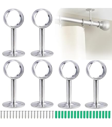 JZK 2x Rvs garderobe paal beugels voor 25mm paal, flens douchegordijn rod houder met schroeven, gordijn rail muur beugels, garderobe rail einde steunen